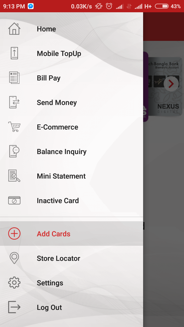 Add Rocket or Card in NexusPay App