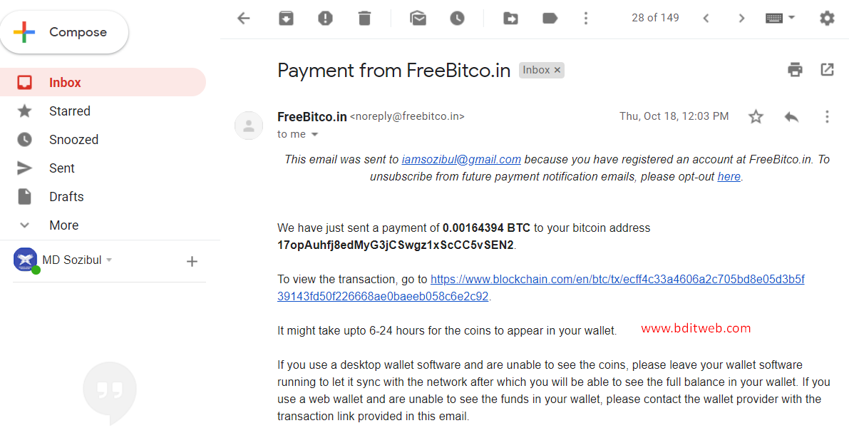 Freebitcoin Payment Proof